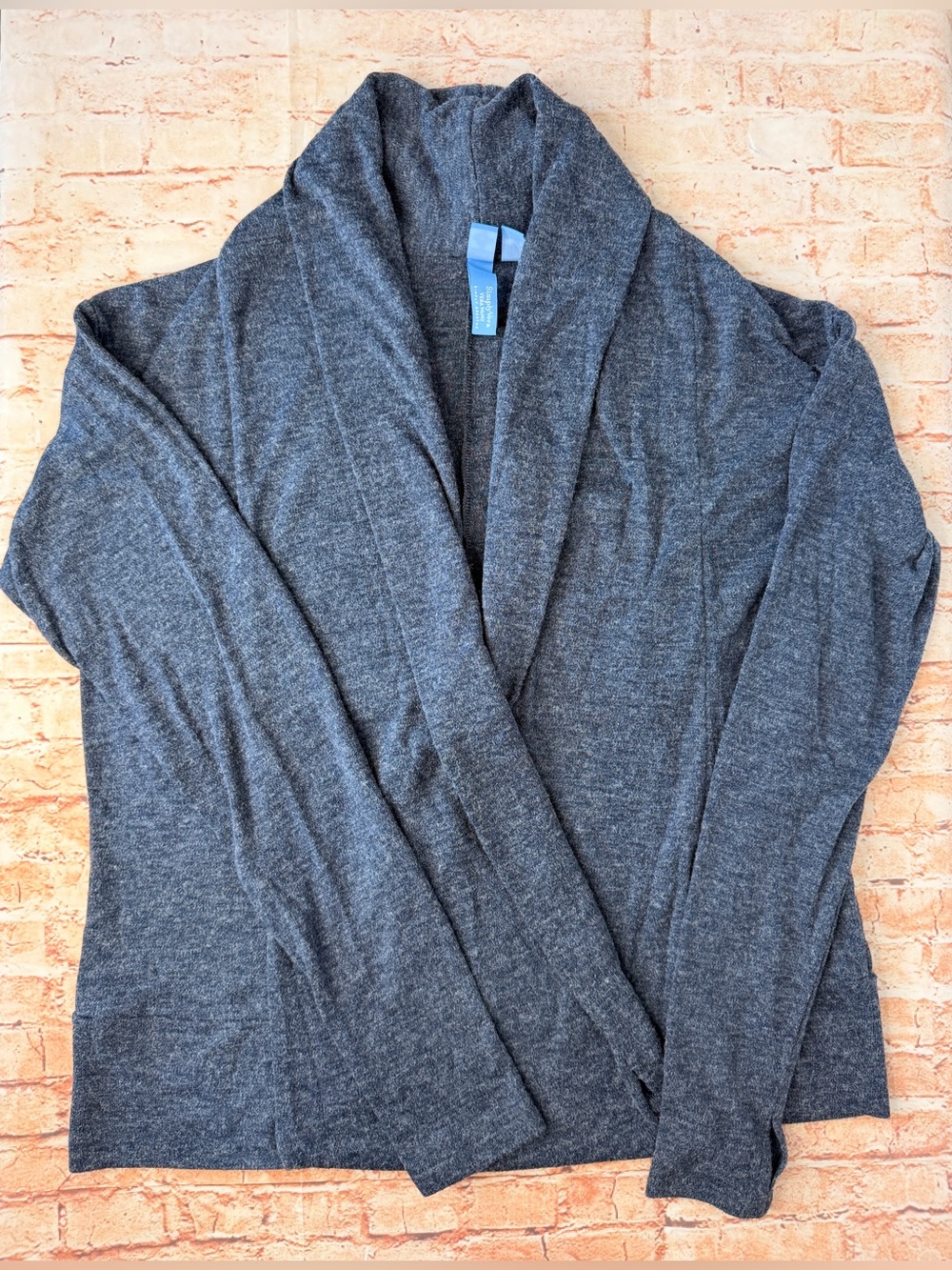Simply Vera Vera Wang Charcoal Gray/Blue Tint Shawl Collar Cardigan